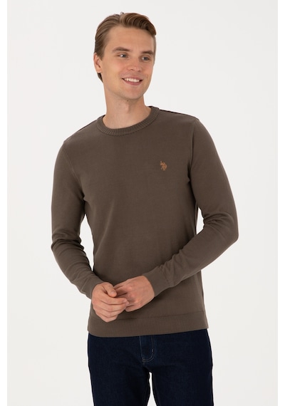 U.S. Polo Assn. Erkek Slim Fit Bisiklet Yaka Vizon Basic Kazak 50313713-VR052