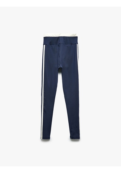 Koton Yüksek Bel Çizgili Slim Fit Spor Tayt Lacivert 5sak40262nk Lacivert