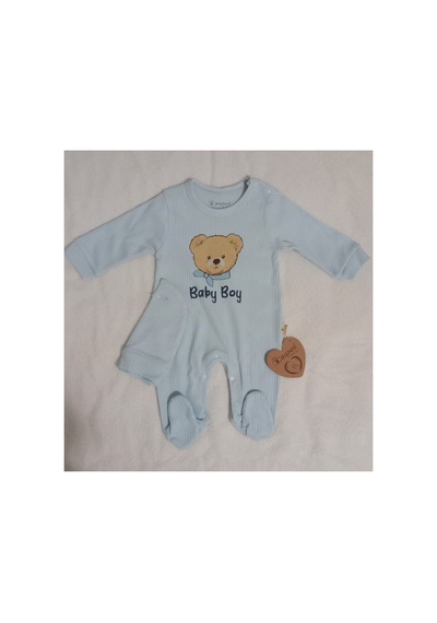 Cayzen Erkek Bebek Şapkalı Tulum 2li Set 1097 Mavi Mavi