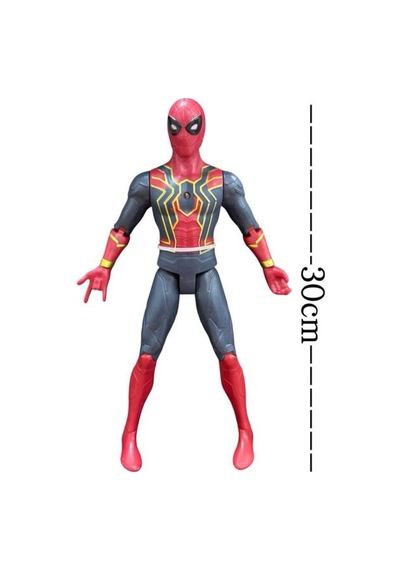 Işıklı Sesli Pilli Kafası Ve Eklemleri Hareket Eden 30cm Detaylı Oyuncak Örümcek Adam Figürü Spider - Man