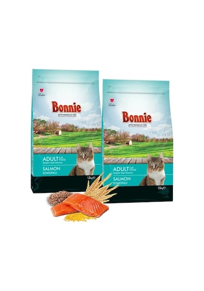 Bonnie Somonlu Yetişkin Kedi Maması 1,5 Kg X 2 Adet