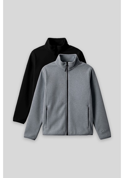 Standart Fit 2li Paket Siyah-gri Melanj Kız Çocuk Polar Sweatshirt - 75154 Siyah - Gri Standart Fit 2li Paket Siyah-gri Melanj Kız Çocuk Polar Sweatshirt - 75154 Siyah - Gri