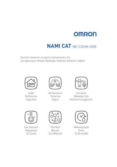Omron Nami Cat, Çocuklara Uygun Sevimli Nebulizatör NE-C303K-KDE
