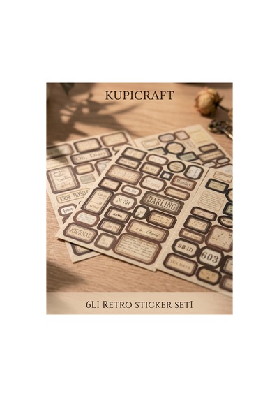 6 Sayfa Retro Sticker Seti Autumn - Ajanda - Scrapbook- Journal - Planner - 927000618 Diğer