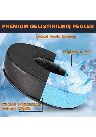 Jbl T450bt 460bt Tune 500bt 510bt 520bt 525bt 530bt 560bt 570bt & E40bt & Jr Serisi İle Uyumlu Soğutucu Jel Kulaklık Pedi - İpeksi Kumaş & Hafızalı Köpük Kulaklık Süngeri Siyah