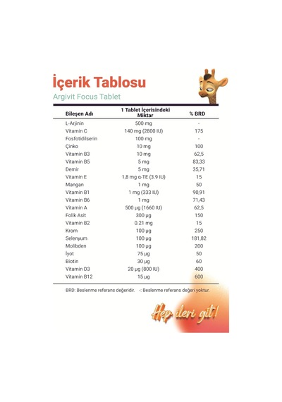 Ayrex Argivit Focus Larjinin, Fosfotidilserin, Demir, Multivitamin Ve Multimineral İçeren Tablet 30 Tablet