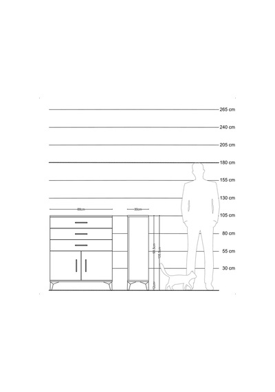 Arges Şifonyer Tek Raflı 3 Çekmeceli 2 Kapaklı 88x30x106 Çam-çam Çam