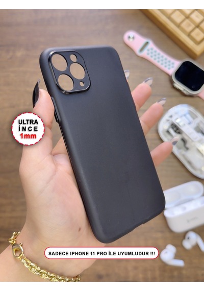 Apple iPhone 11 Pro Uyumlu Süper İnce Mat Ultra Thin Silikon Kılıf Siyah