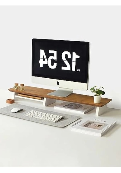 Ahşap Monitör Yükseltici Standı - Meşe Renk