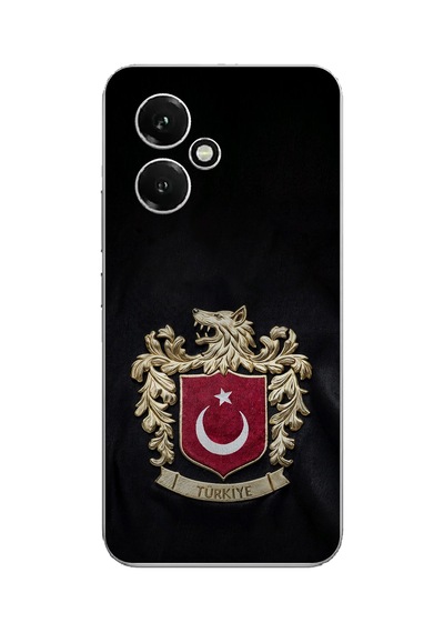 Honor 400 Uyumlu Türk Sembolü Kurt Ve Bayrak Desenli Baskılı Silikon Kılıf Renkli