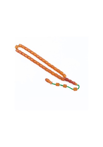 Ateş Kehribar Kalem İşçilik Kapsül Kesim 9x10mm Tesbih Kahverengi