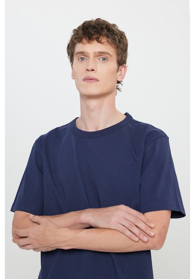 Regular Fit Normal Kesim Bisiklet Yaka %100 Pamuk Lacivert Tişört Navy Regular Fit Normal Kesim Bisiklet Yaka %100 Pamuk Lacivert Tişört Navy