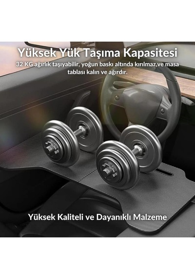 Polham Tesla Model 3 Ve Model Y İle Uyumlu Araç İçi Çalışma Masası, Bardaklı, Telefon Standlı Tepsi
