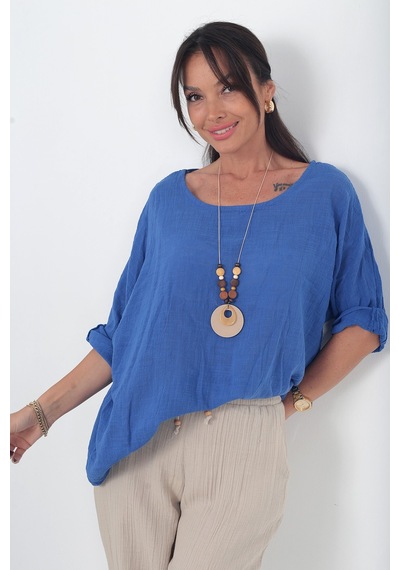 By Saygı Kadın İtalyan Coton Oversize Bluz Saks