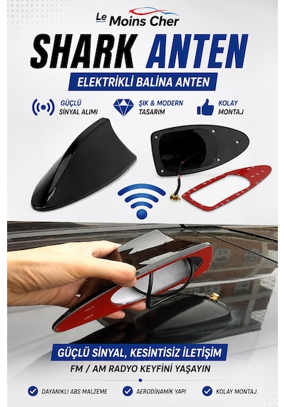 Fiat Bravo Dynamic Elektrikli Oto Shark Balina Anten Siyah Balık Sırtı Yapışkanlı