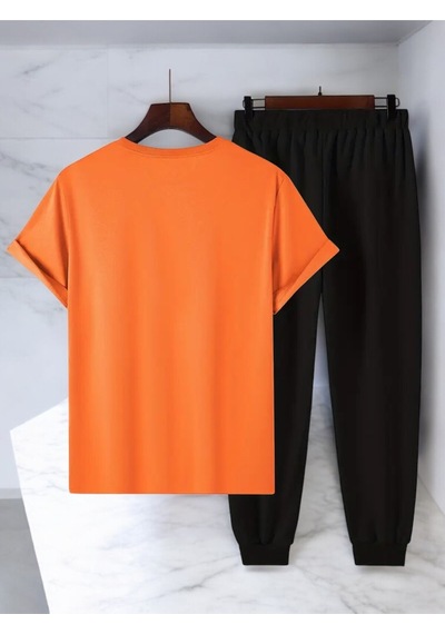 Uyguntarz Unisex Beatiful Soul Tasarım Basklı Tshirt Eşofman Takımı Turuncu