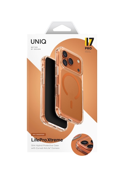 Apple Uyumlu iPhone 17 Pro Kılıf Lifepro Xtreme Airlite Köşe Teknolojisi Magsafe Kapak Turuncu