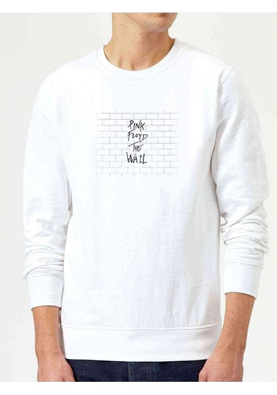 Floyd The Wall Beyaz Pink Floyd Baskılı Beyaz Erkek Örme Sweat