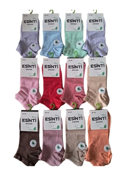 Abani Classic 12 Çift Esinti Bayan Bambu Patik Pastel Renk Çorap Çok Renkli