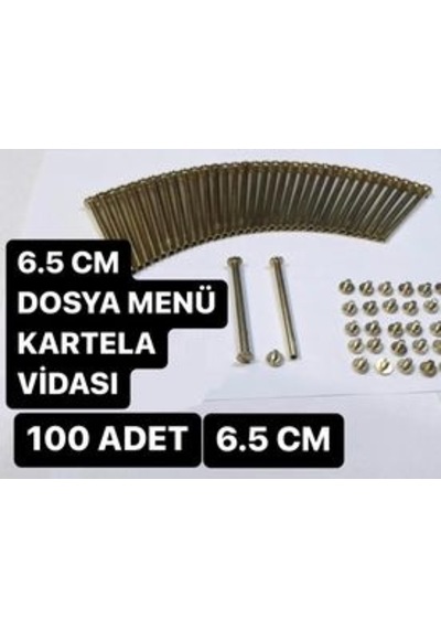6.5 CM 100 ADETSARI DOSYA MENÜ KARTELA PLEKSİ VİDASI DIŞ ÇAP 5 M