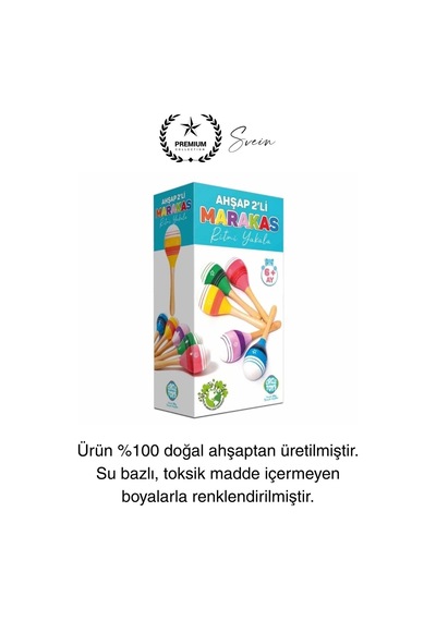 Ahşap 2'li Marakas Seti Ritmi Yakala Müzik Aleti Çocuk Bebek Sesli Çın Çın Davul Çıngırak Vurmalı