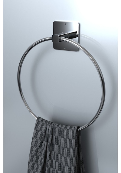 Karteya Yapışkanlı Gümüş Yuvarlak Havluluk Banyo Mutfak Havlu Askılık Gümüş