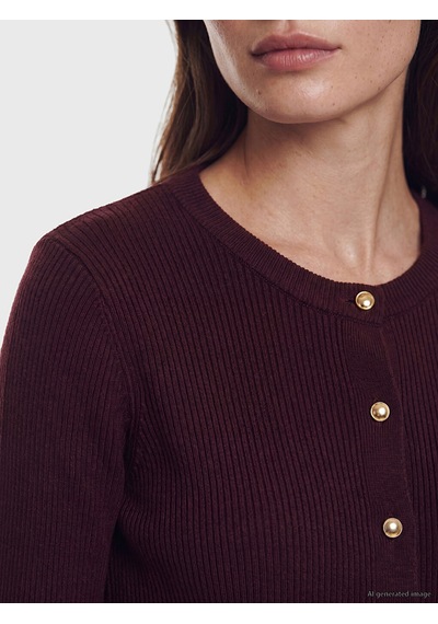 Lcw Modest Bordo Bisiklet Yaka Kadın Triko Hırka
