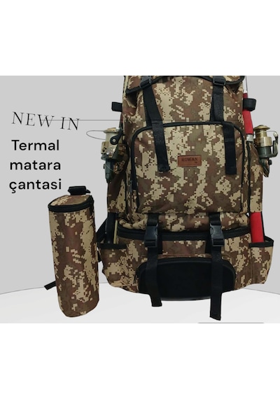 Rowan Çanta Termal Alt Bölmeli+termal Matara Çantlı Kamp,balıkçı Sırt Çantası Kamuflaj