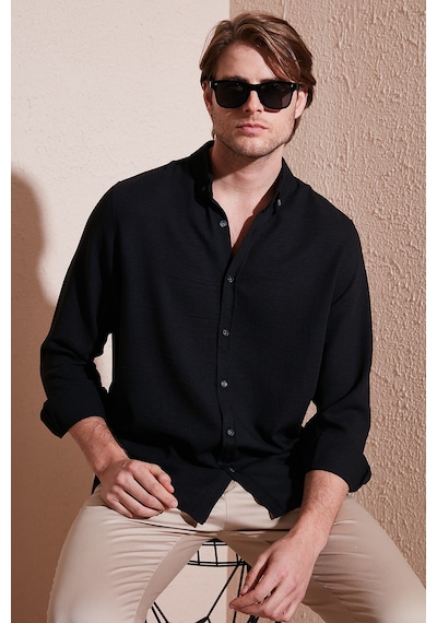 Buratti Regular Fit Uzun Kollu Düğmeli Yaka Erkek Gömlek Cf25S116777 Siyah