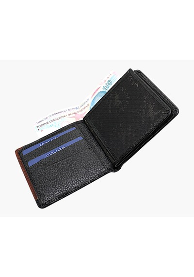 Westpolo Hakiki Deri Kağıt Para Ve Bol Kart Bölmeli Slim Unisex Cüzdan - Siyah-g2 Taba Siyah-cr G2 Taba