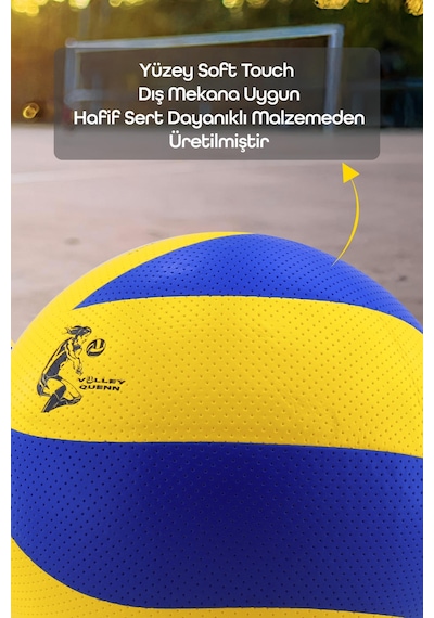 Voleybol Topu Lamineli Beton Zemin Soft Touch İç-dış Mekana Uygun 8 Panel Sarı-mavi 280 Gram Mavi