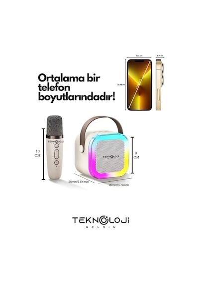 K12 Kablosuz Bluetooth Hoparlör Karaoke Mikrofon 5 Ses Efektli Rgb Hd Stereo Es Usb/sd/fm