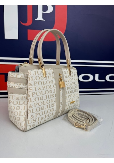 Just Polo Kadın Krem Monogram El Ve Omuz Çantası Yeni Sezon 2201mh