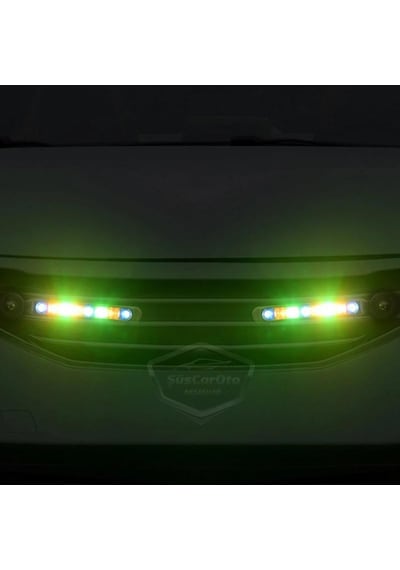 Araç Oto Rüzgar Enerjili Kablosuz 8 Ledli Gündüz Farı Araba Fırfırlı Elektriksiz Gündüz Ledi Lamba Su Geçirmez Renkli Rgb 00 Şüscaroto Aksesuar