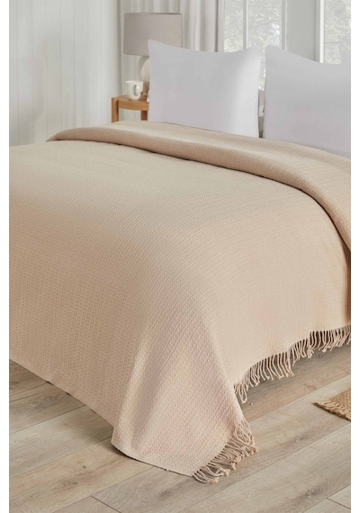 Çift Kişilik Pike Örtü 200x220 Cm Bej