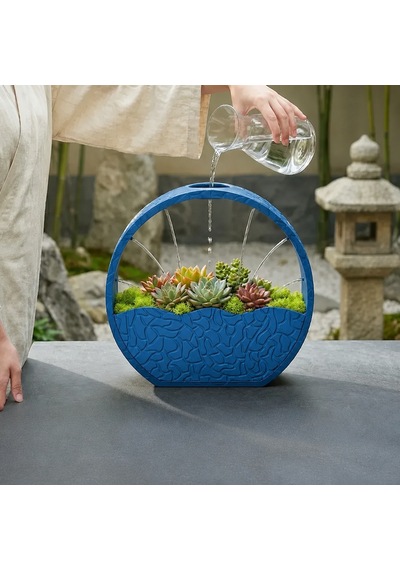 3d Baskı Self-watering Planter - Kendi Kendini Sulayan Saksı-mavi Çok Renkli