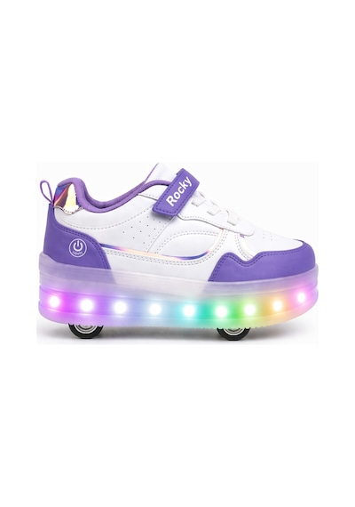 Glow Kız Erkek Çocuk Patenli, Işıklı Rahat Spor Ayakkabı & Sneaker 4 Teker Kaykay Ayakkabı Mor