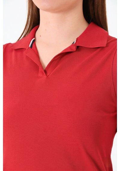 Sortie Collection Polo Yaka Kolsuz Spor Mini Elbise Kırmızı