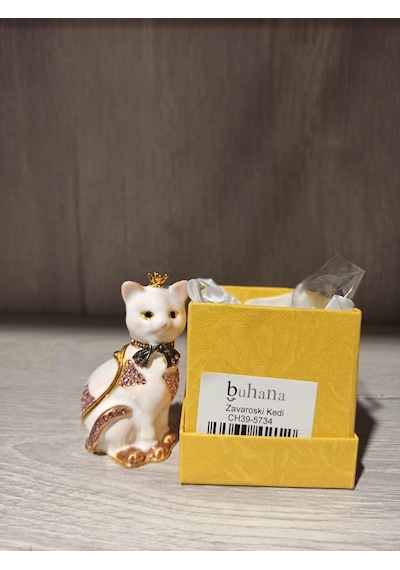 Swarovski Taşlı Kedi Mücevherlik / Dekoratif Biblo