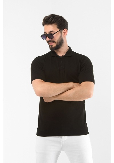 Onno Polo Yaka Regular Siyah Pamuklu T-shirt