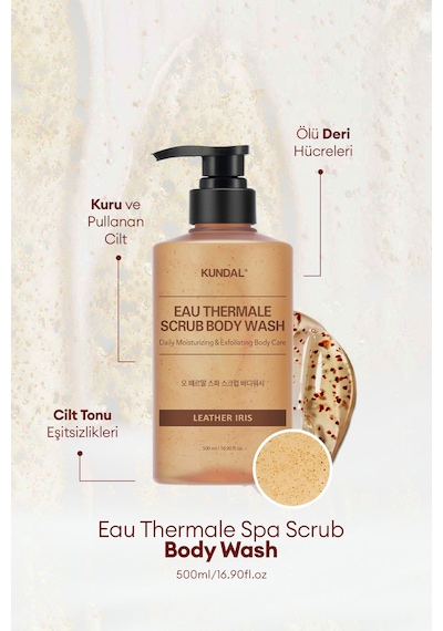 Kundal Eau Thermale Scrub Body Wash Leather Iris Menekşe 500 ML