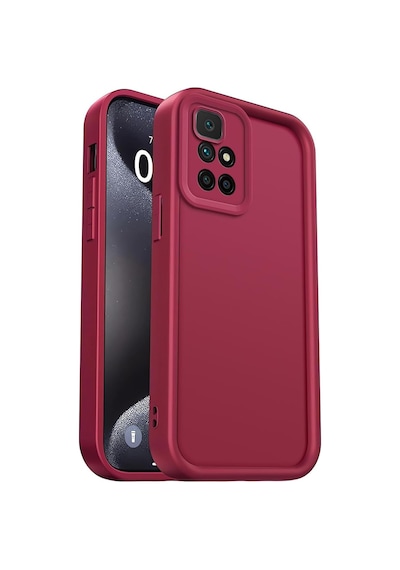 Fibaks Redmi 10 2022 Uyumlu Kılıf Kamera Korumalı Yumuşak Dokulu Darbe Emici Bordo Silikon Kapak