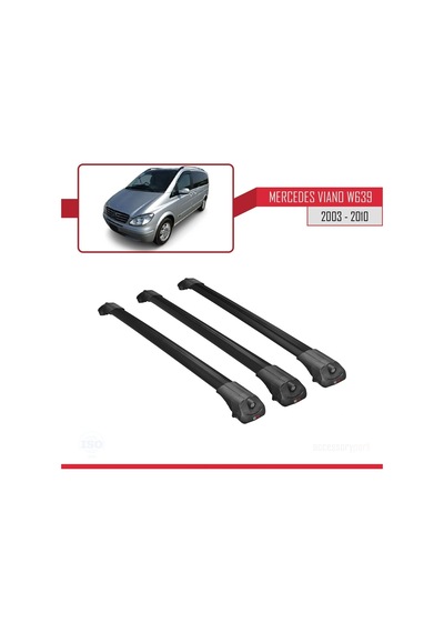 Mercedes Viano 2003-2010 Arası İle Uyumlu Ace-1 Ara Atkı Tavan Barı Siyah 3 Adet Bar