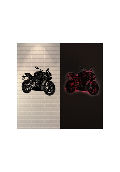 Led Işıklı Motor Dekoratif Tablo Duvar Dekorlu Gece Lambası Kırmızı - 743250974 Kırmızı