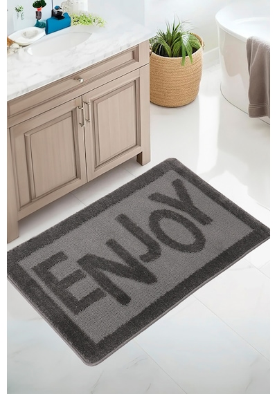 Doğal Kaymaz Taban Banyo Paspas Uzun Ömürlü Yumuşak Dokulu Su Emici Yıkanabilir Enjoy 60x100 Antrasit