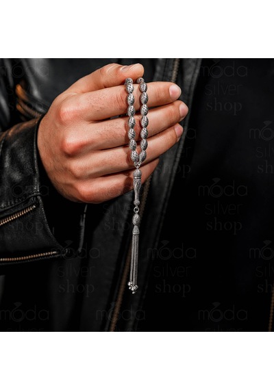 925 Ayar Gümüş Arpa Taneli Fizyon Model Tesbih