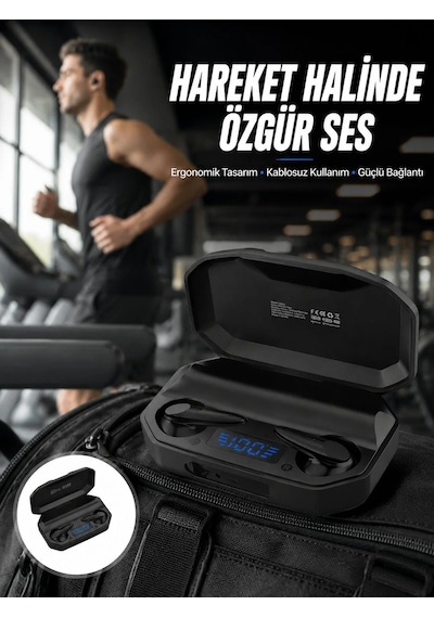 Rgb Işıklı Çift Mikrofonlu Siyah Profesyonel Oyuncu Kulaklığı Kablosuz Kulakiçi Yeni Nesil Slicer