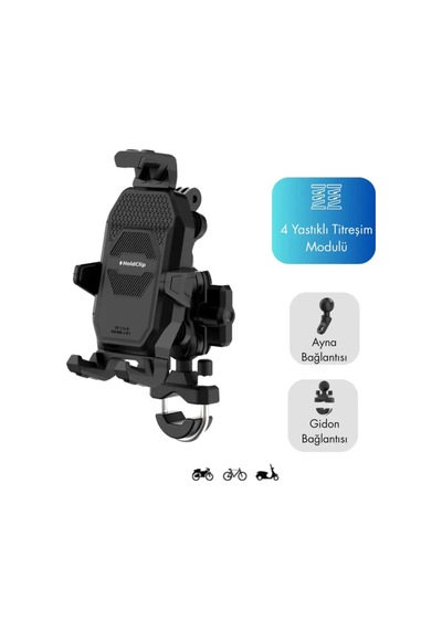Holdclip Titreşim Modüllü Gidon Ve Ayna Bağlantılı Telefon Tutucu N1 Model