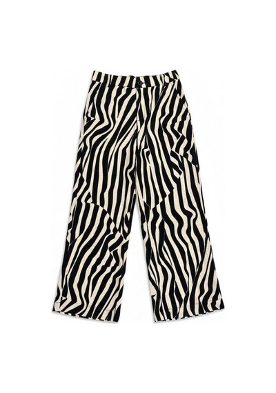 Zekids Kız Çocuk Desenli Keten Pantolon-16752 Çok Renkli
