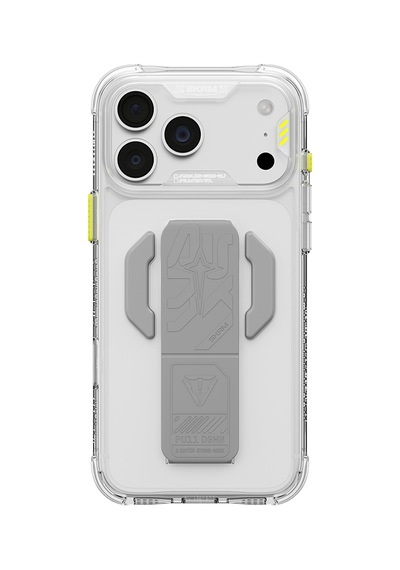 Apple Uyumlu iPhone 18 Pro Max Kılıf M-safeli Teknoloji Desenli Skinarma Helio Ce Mag Charge Standlı Kapak Şeffaf